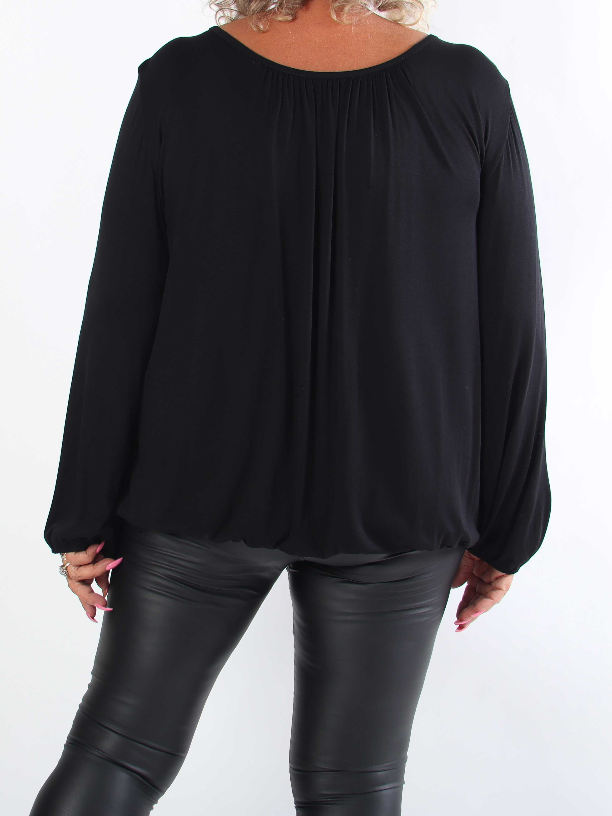 Miracle L/S - Skønneste basis plus size bluse med elastik for enden
